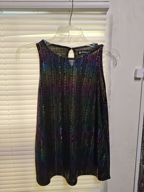 Allegra K Black Iridescent Sleeveless Top